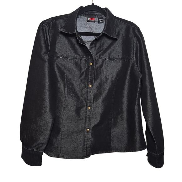 Vintage NY Jeans New York & Company Black Iridescent Jacket Shacket Women's XL - Picture 2 of 10